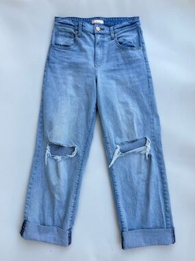 Kut From The Kloth Gwen High Rise Wide Leg Jeans Distressed Knees Size 30
